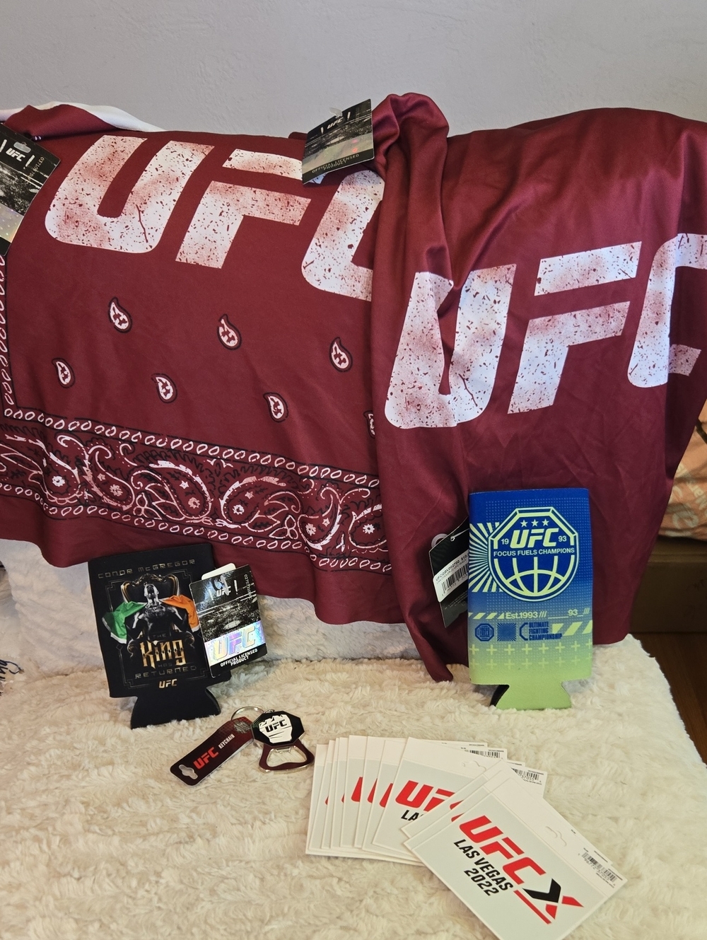 UFC Maroon Bandana-Style Towel - UFC Branded Bundle